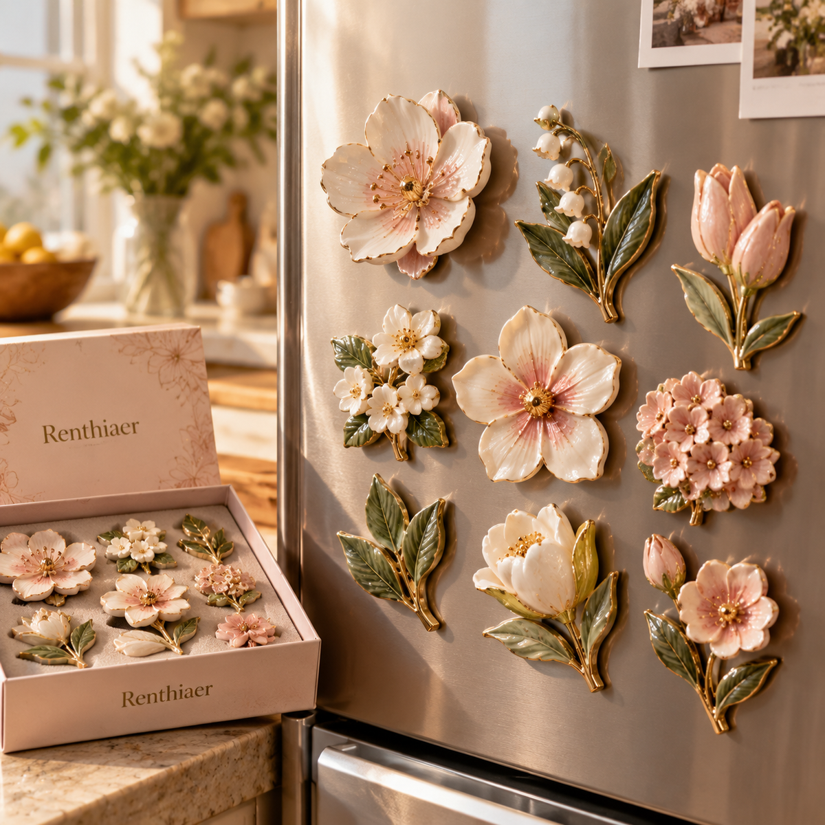 Renthiaer™ Botanical Flower Set Magnet lifestyle scene