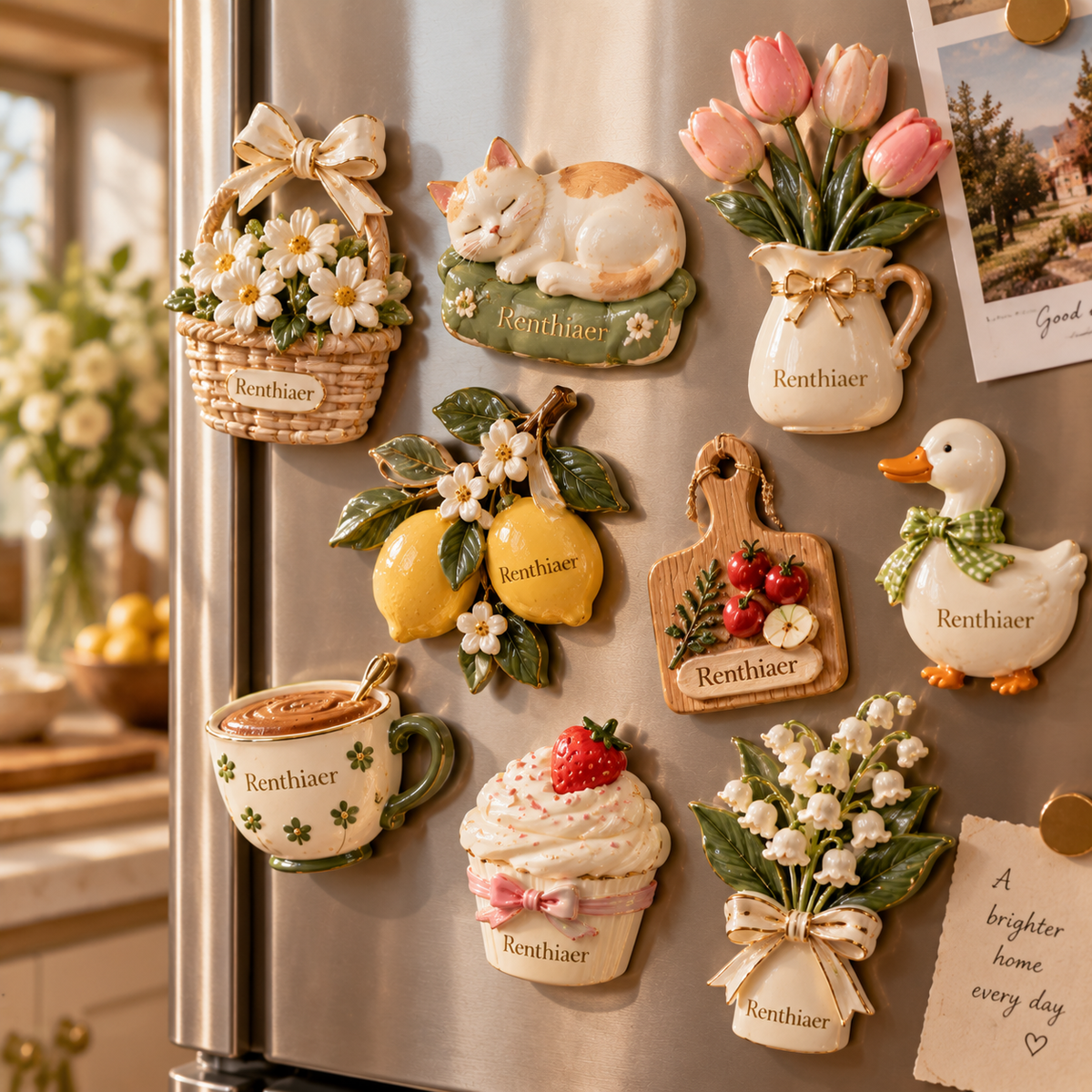 Renthiaer™ BloomGarden Ceramic Flower Magnet lifestyle scene