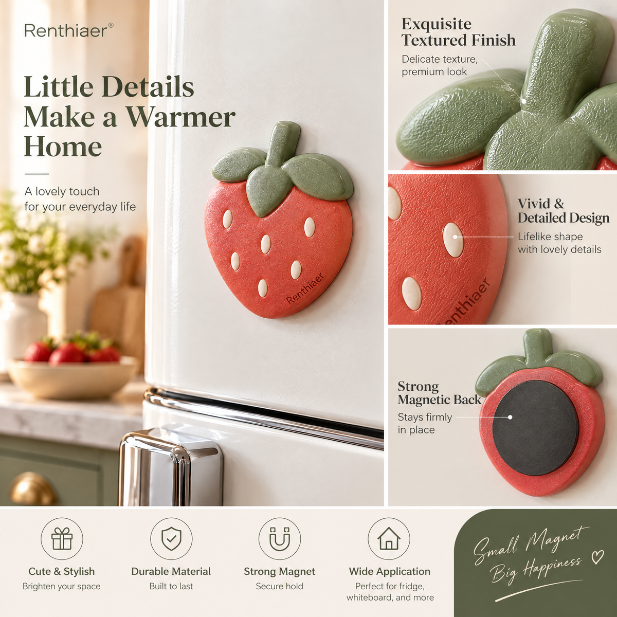 Renthiaer™ Strawberry Garden Magnet details
