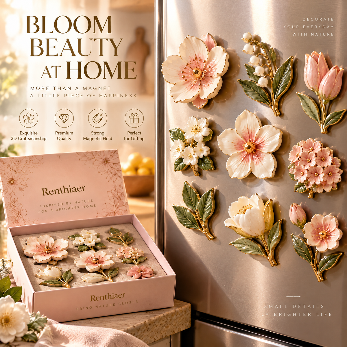 Renthiaer™ Botanical Flower Set Magnet