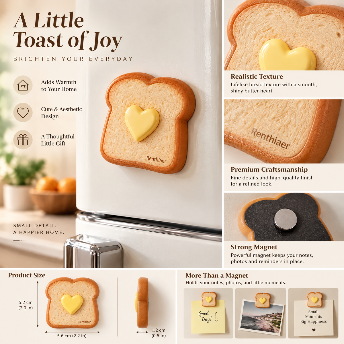 Renthiaer™Sweet Toast Heart Magnet