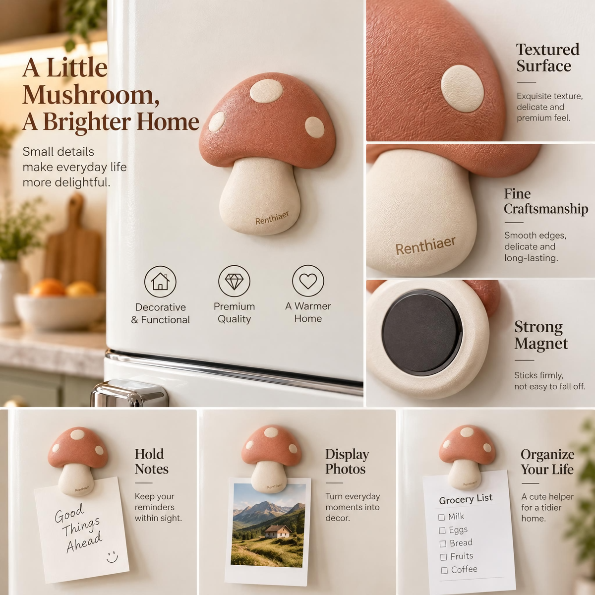 Renthiaer™ Woodland Mushroom Magnet