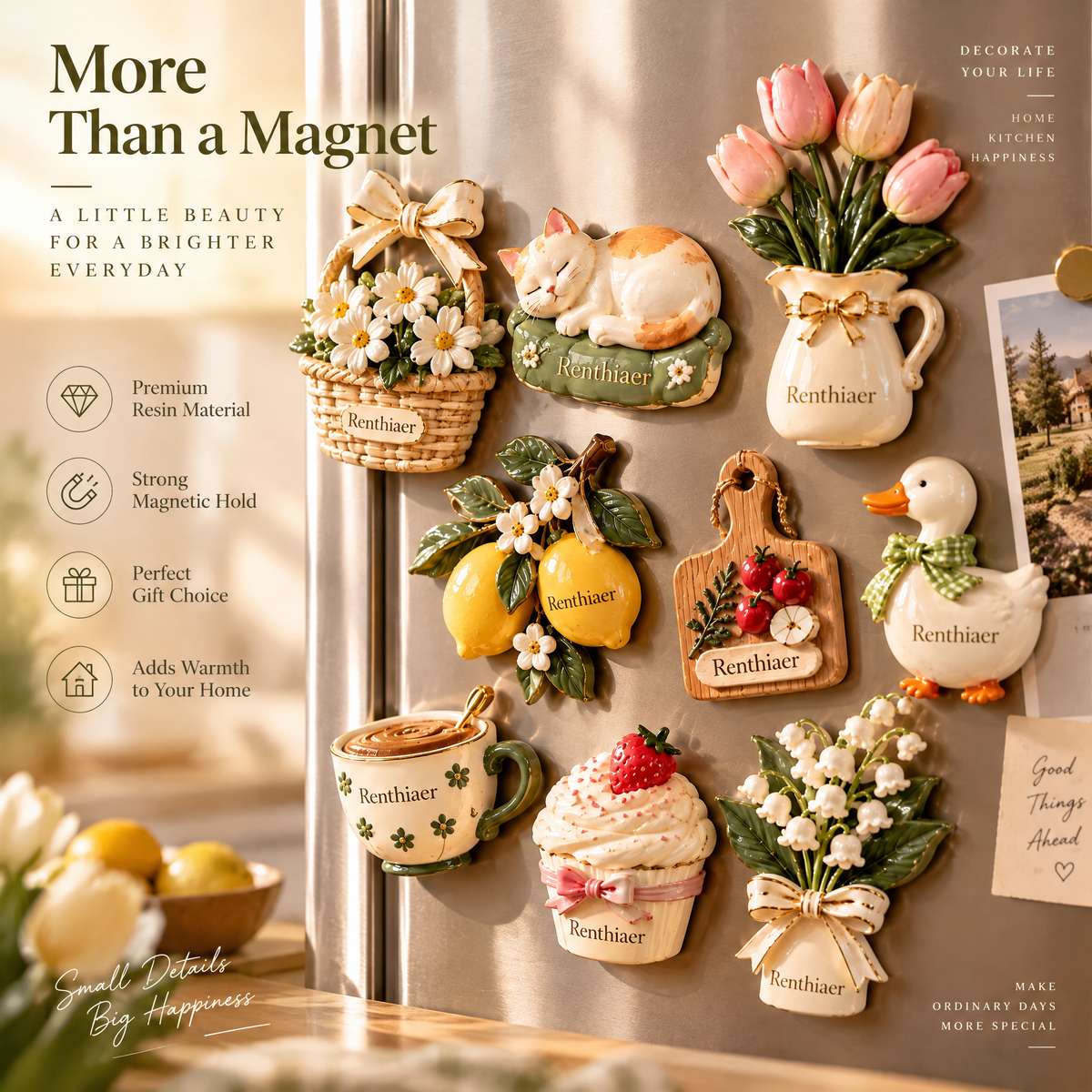 Renthiaer™ BloomGarden Ceramic Flower Magnet