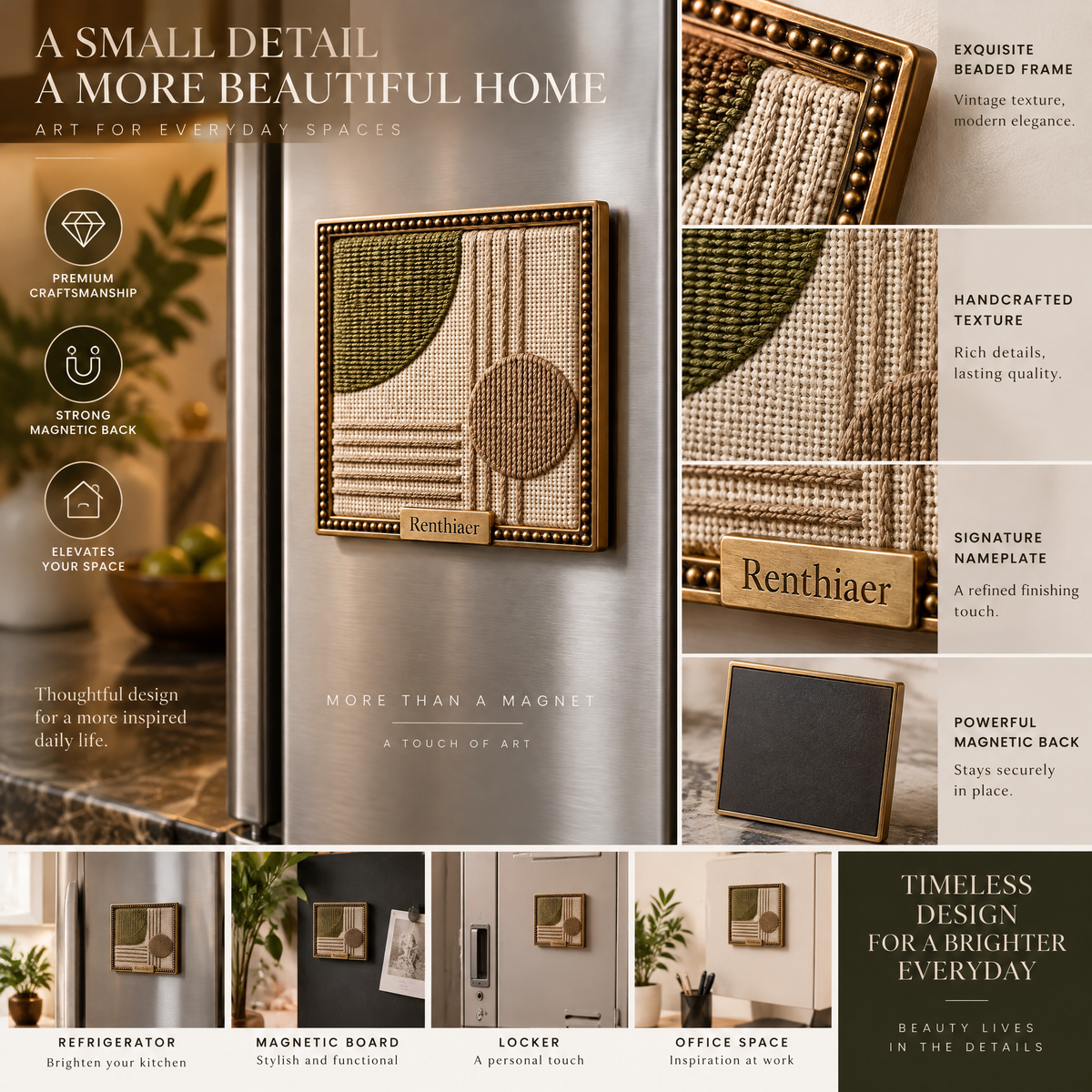 Renthiaer™ Modern Textile Art Magnet details
