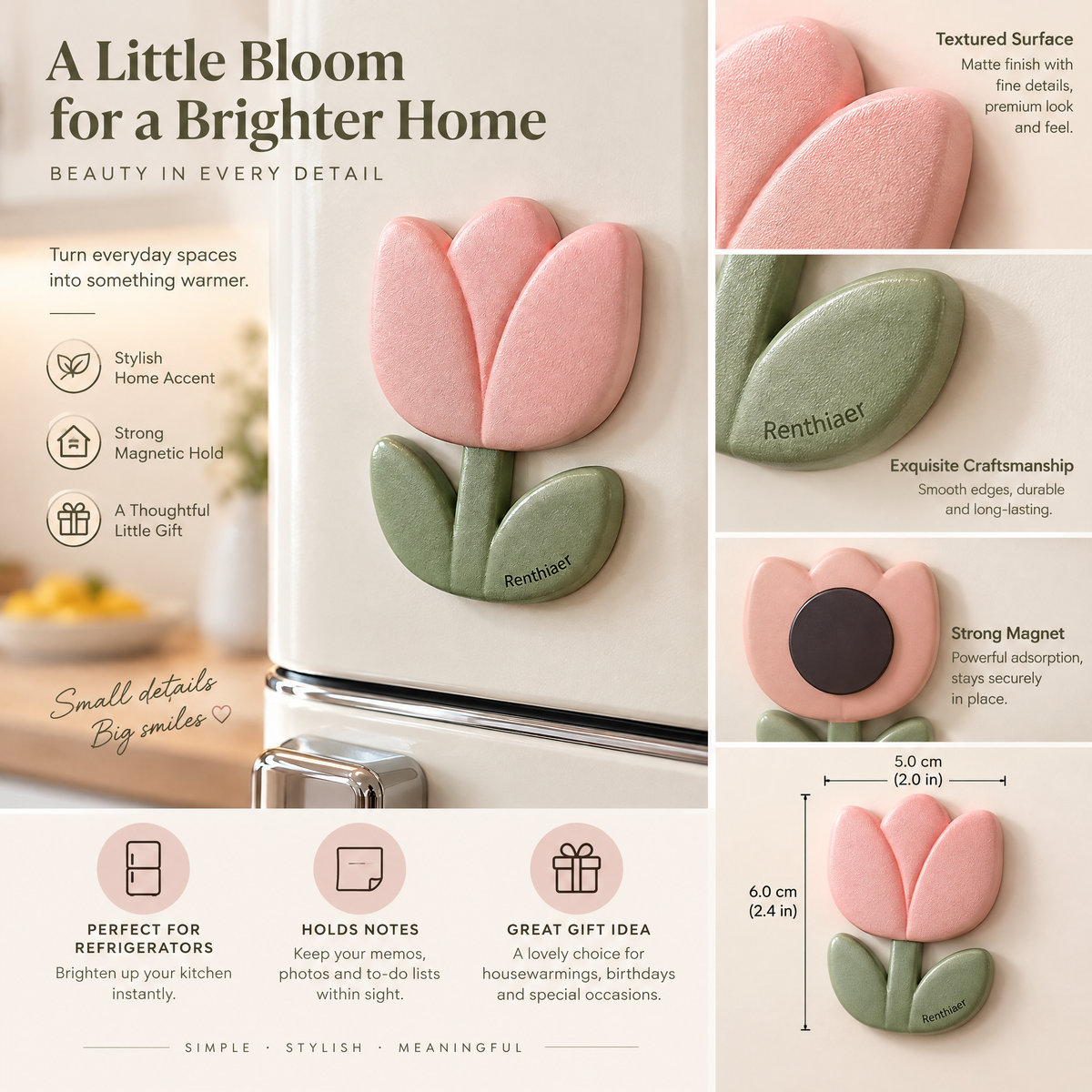 Renthiaer™ Soft Tulip Fridge Accent Magnet