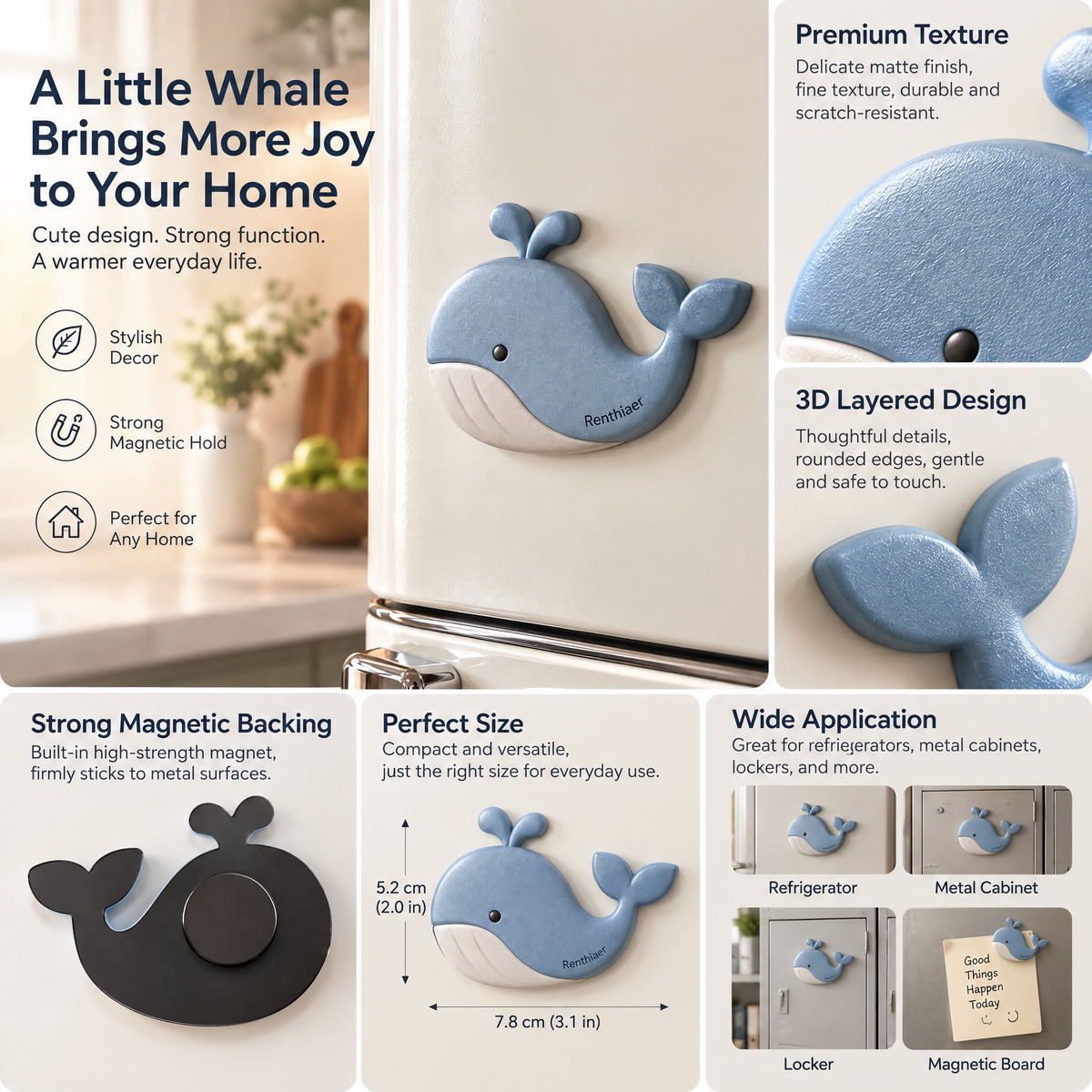 Renthiaer™ Ocean Whale Decorative Magnet details
