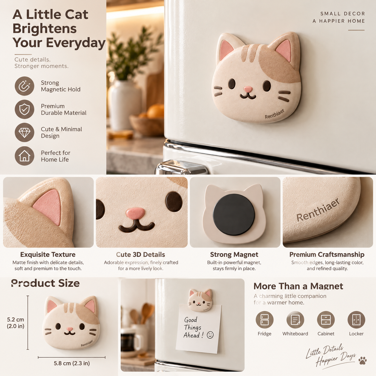 Renthiaer™ Cozy Cat Face Magnet
